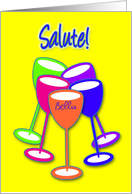 Custom Name Italian Salute Birthday Colourful Toasting Glasses card