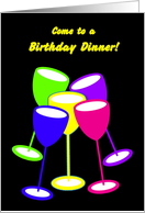 Invitation Birthday Colourful Celebrating Toasting Glasses card