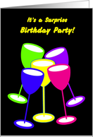 Invitation Surpise Birthday Party Colourful Toasting Glasses card