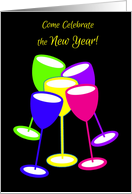 Invitation New Year’s Eve Party Toasting Glasses card