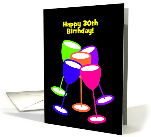 Happy Birthday Custom Age Colourful Toasting Glasses card (1128644)