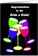 Congratulations Lesbian Wedding Colourful Toasting Glasses card