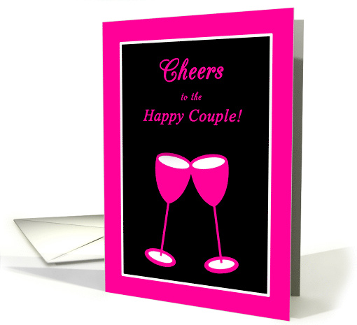 Lesbian Engagement Congratulations Pink Toasting Glasses card