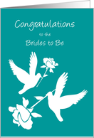 Lesbian Bridal Shower Two White Doves and Roses card