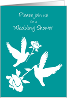 Invitation Lesbian Wedding Shower Two White Doves and Roses card