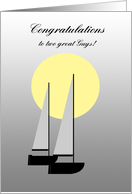 Gay Wedding Two Boats sailing in the Moonlight card