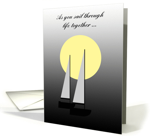 Gay Wedding Dad Two Boats sailing in the Moonlight card (1143316)