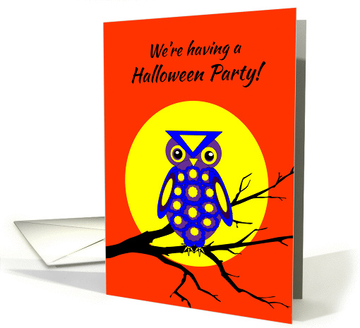 Invitation Halloween Block Party Owl With Big Yellow Moon... (1151310)