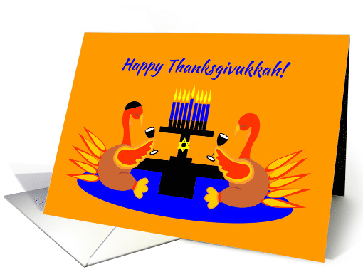 Thanksgivukkah Humorous Toasting Turkeys with Menorah card (1160232)