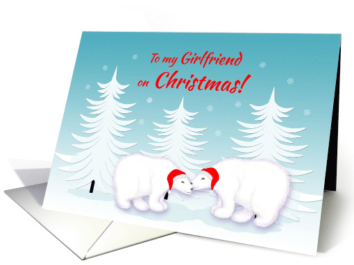 Girlfriend Christmas Humor Snuggling Polar Bears in Snow card