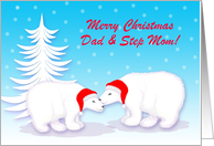 Custom Christmas Humor Snuggling Polar Bears in Snow card
