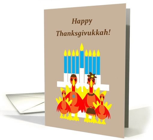 Thanksgivukkah Turkey Family Around Menorah card (1181838)