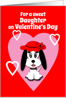 Daughter Valentine’s Cute Dog with Red Floppy Hat card