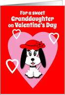 Granddaughter Valentine’s Day Cute Dog with Red Floppy Hat card