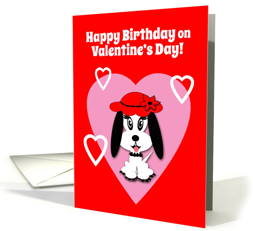 Birthday Valentine's Day Cute Dog with Red Floppy Hat card (1201564)