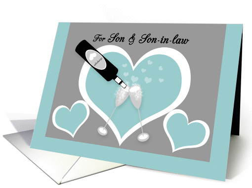 Congratulations Gay Wedding Son Champagne and Hearts card (1211510)