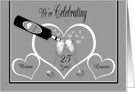 Invitation 25th Custom Anniversary Champagne Toast and Hearts card