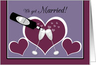 Marriage Announcement Champagne Toast and Hearts card