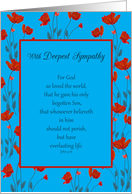 Sympathy Father Religious Scripture John 3:16 in Red Poppy Frame card