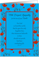 Sympathy Uncle Religious Scripture John 3:16 in Red Poppy Frame card