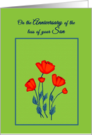 Remembrance Death Anniversary for Son Beautiful Red Poppy Flowers card
