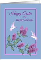 Easter Spring White Hummingbirds on Lilac Tree card