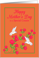 Mother’s Day Cousin White Hummingbirds and Pink Roses card