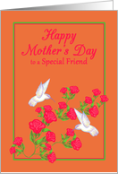 Friend Mother’s Day White Hummingbirds and Pink Roses card