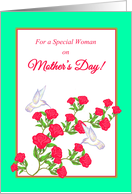 First Mother’s Day White Hummingbirds and Pink Roses card