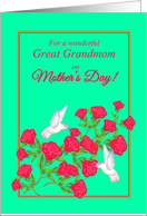 Great Grandmother Mother’s Day White Hummingbirds and Pink Roses card