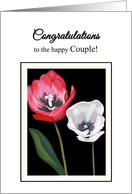 Congratulations Couple Handpainted Tulips Side by Side Print card