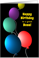 Birthday for Boss Colorful Floating Balloons on Black card