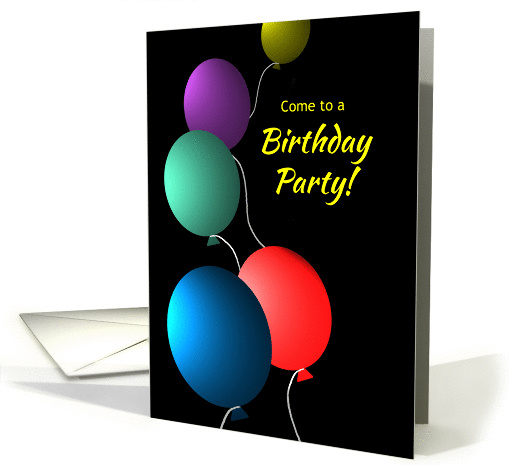 Invitation for Birthday Surprise Party Colorful Floating Balloons card