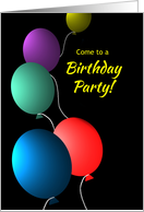 Invitation for Birthday Surprise Party Colorful Floating Balloons card