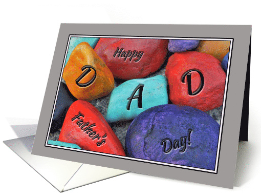 Dad Father's Day Colorful Painted Rocks card (1281582)