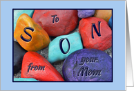 Birthday for Son from Mom Colorful Painted Rocks card