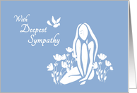 Sympathy Miscarriage White Silhouetted Girl with Poppies and Dove card