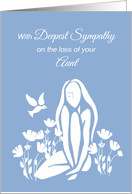 Sympathy for Aunt White Silhouetted Girl with Poppies and Dove card