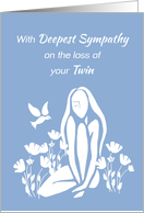 Sympathy for Loss of Twin White Silhouetted Girl w Poppies card