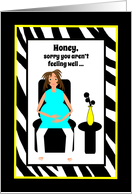 Girfriend Get Well Feel better Pregnancy Expecting Woman in Chair card