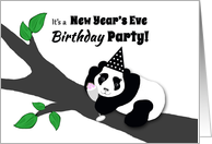 Invitation New Year’s Eve Birthday Panda Bear w Champagne Toast card