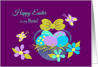 Boss Easter Basket, Colored eggs,Flowers,Butterflies card