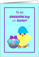 Kids Easter Baby Chick, Basket, Colored Eggs card