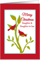 Daughter Wife Lesbian Christmas Red Cardinals in Tree card