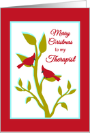 Therapist Christmas Red Cardinals in Tree card