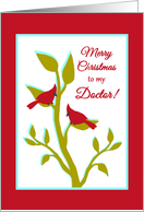 Doctor Christmas Red Cardinals in Tree card