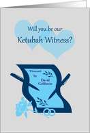 Invitation Ketubah Witness Custom Name Paper Pens and Hearts card