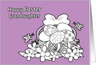 Granddaughter Easter Coloring Book Basket of Eggs Flowers Butterflies card