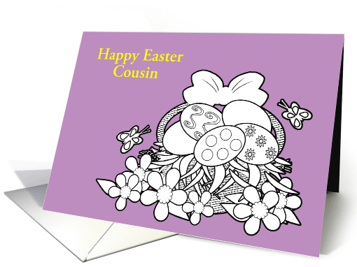 Custom Easter Coloring Book Basket of Eggs Flowers Butterflies card