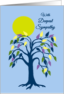 Business Sympathy Colorful Stylistc Tree and Big Yellow Moon card